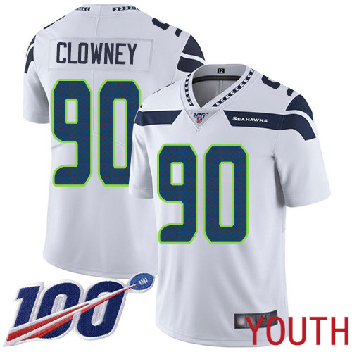 Seattle Seahawks Limited White Youth Jadeveon Clowney Road Jersey NFL Football #90 100th Season Vapor Untouchable->youth nfl jersey->Youth Jersey